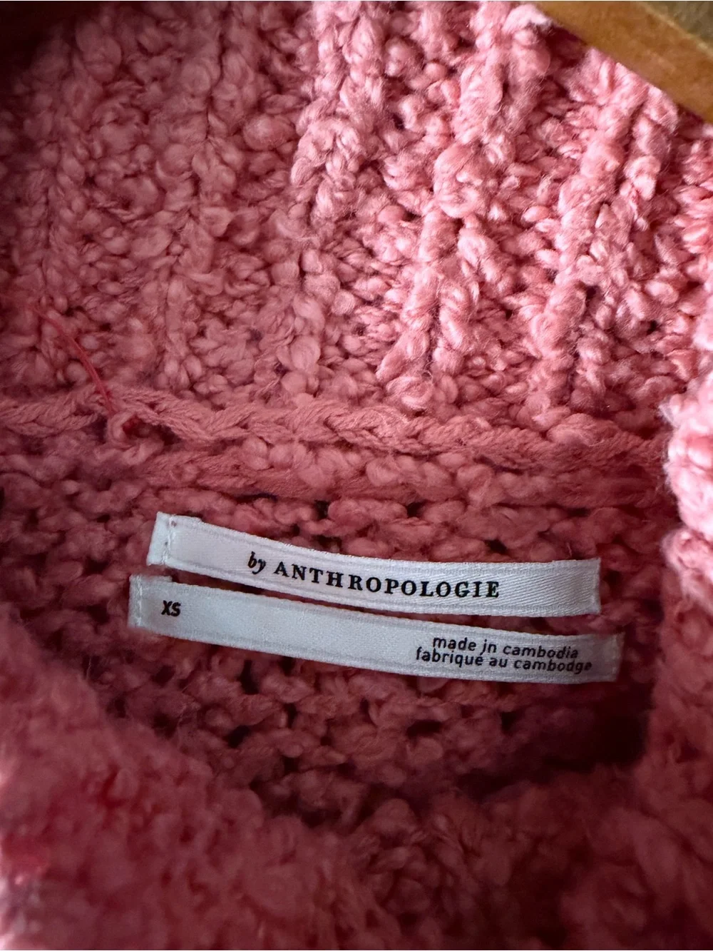 Anthropologie The Need It Oversized Mock Neck Sweater Loose Knit in Rose Size XS